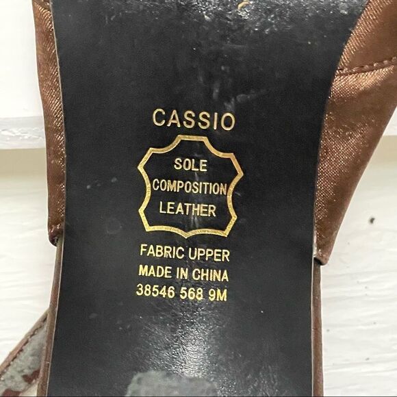 Metaphor Brown Peep Toe 3.5” Heel With Rhinestones and Buckle Ankle Strap Size 9 - Picture 12 of 15